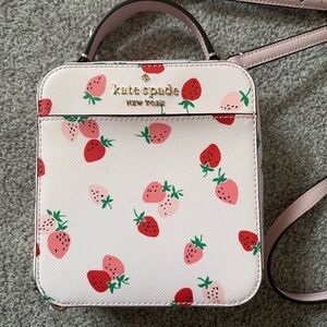 Kate Spade Pink and Red Crossbody Bag with Strawberry Print